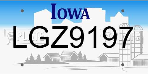 LGZ9197 Iowa License Plate