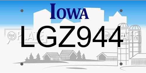 LGZ944 Iowa License Plate
