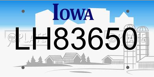 LH83650 Iowa License Plate