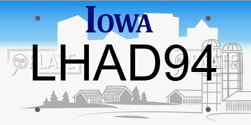 LHAD94 Iowa License Plate