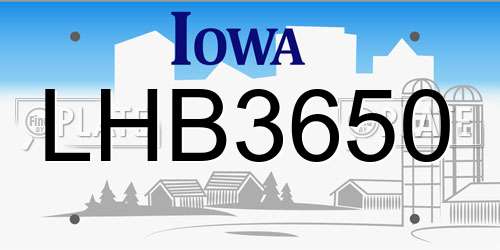 LHB3650 Iowa License Plate