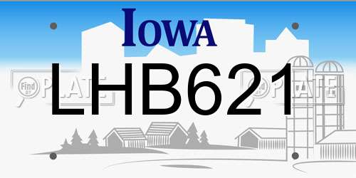 LHB621 Iowa License Plate