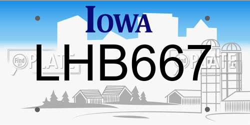 LHB667 Iowa License Plate