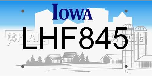 LHF845 Iowa License Plate