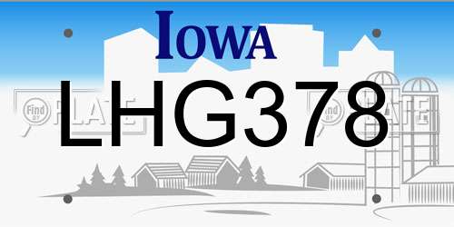 LHG378 Iowa License Plate