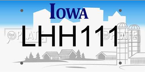 LHH111 Iowa License Plate