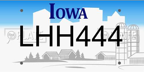 LHH444 Iowa License Plate
