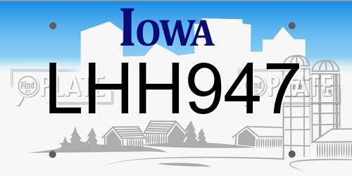 LHH947 Iowa License Plate