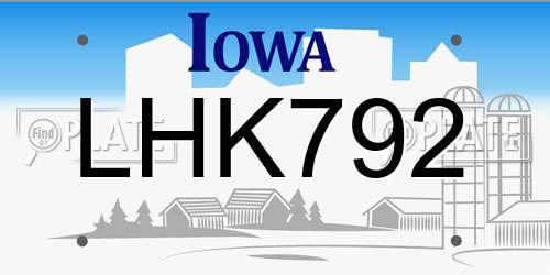 LHK792 Iowa License Plate