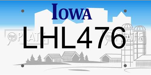 LHL476 Iowa License Plate