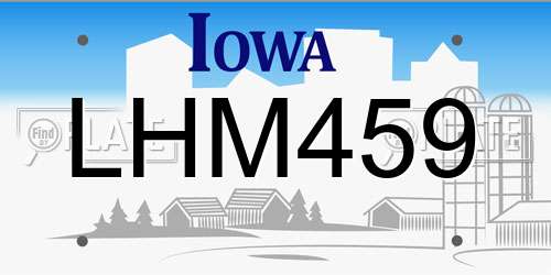 LHM459 Iowa License Plate