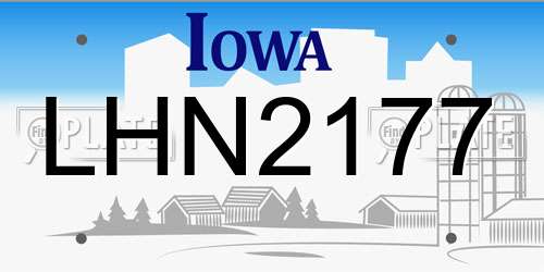 LHN2177 Iowa License Plate