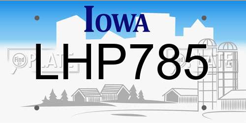 LHP785 Iowa License Plate