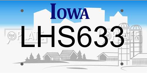 LHS633 Iowa License Plate