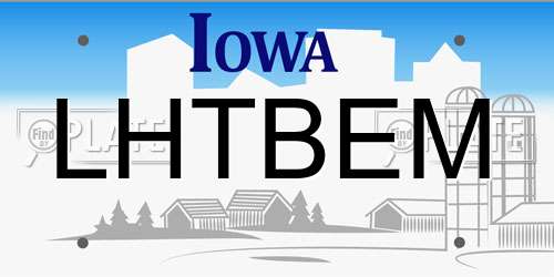LHTBEM Iowa License Plate