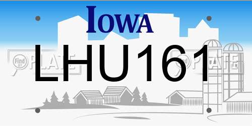 LHU161 Iowa License Plate