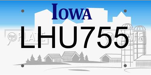 LHU755 Iowa License Plate