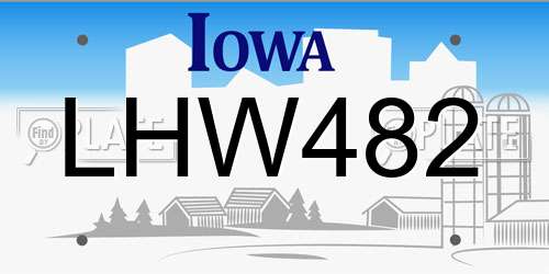 LHW482 Iowa License Plate
