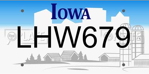 LHW679 Iowa License Plate