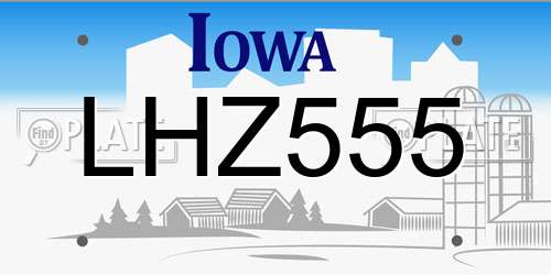 LHZ555 Iowa License Plate