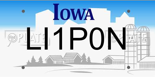 LI1P0N Iowa License Plate