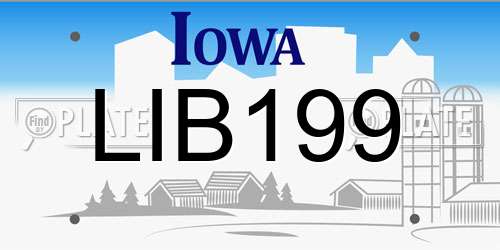 LIB199 Iowa License Plate