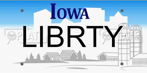 LIBRTY Iowa License Plate