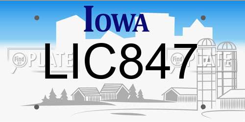 LIC847 Iowa License Plate