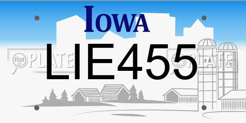 LIE455 Iowa License Plate