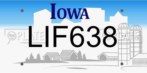 LIF638 Iowa License Plate