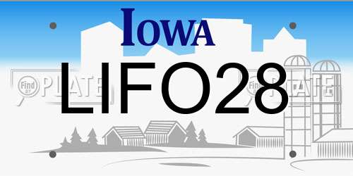 LIFO28 Iowa License Plate