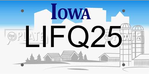 LIFQ25 Iowa License Plate
