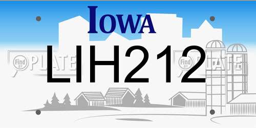 LIH212 Iowa License Plate