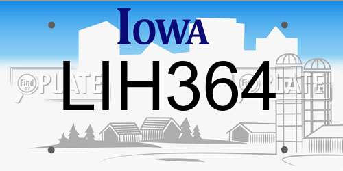 LIH364 Iowa License Plate