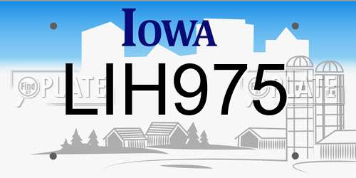 LIH975 Iowa License Plate