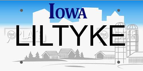LILTYKE Iowa License Plate