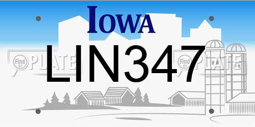 LIN347 Iowa License Plate