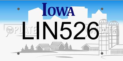 LIN526 Iowa License Plate