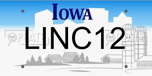 LINC12 Iowa License Plate