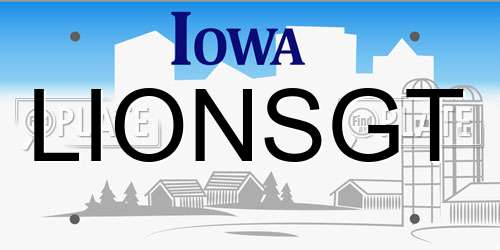 LIONSGT Iowa License Plate