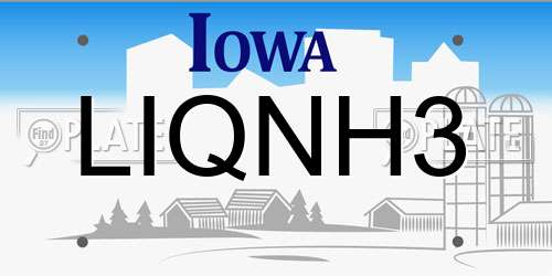 LIQNH3 Iowa License Plate