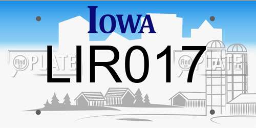 LIR017 Iowa License Plate