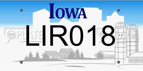 LIR018 Iowa License Plate
