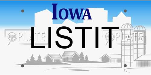 LISTIT Iowa License Plate