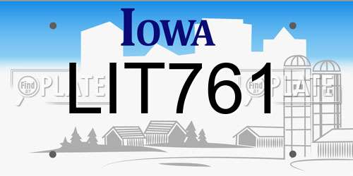 LIT761 Iowa License Plate
