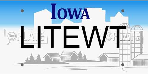 LITEWT Iowa License Plate
