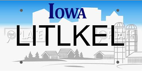LITLKEL Iowa License Plate