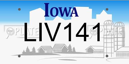 LIV141 Iowa License Plate