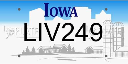 LIV249 Iowa License Plate
