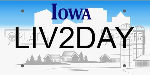 LIV2DAY Iowa License Plate